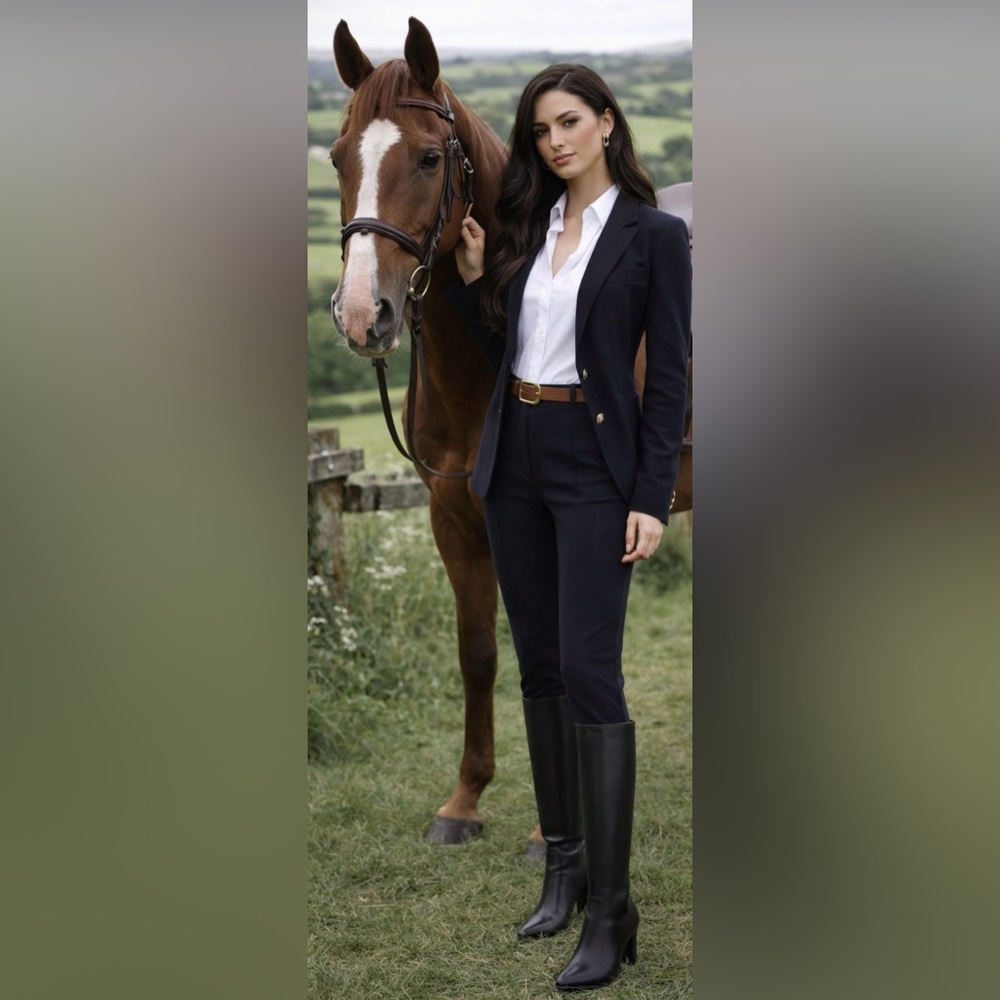 NIB Purple Label Ralph Lauren Collection Black Knee-High Leather Boots 39/8.5